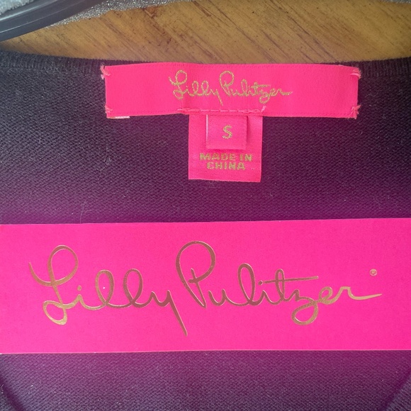 LILLY PULITZER EDINA BLACK sweater cutout sleeves with bows- small - Picture 2 of 3